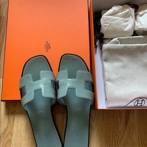 Perfect Hermès Oran Light Green Sandals 38